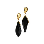 Luminous Lucite Petal
Leverback Earrings 14k Gold Plated Brass, Onyx Lucite