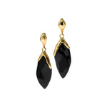 Luminous Lucite Petal
Leverback Earrings 14k Gold Plated Brass, Onyx Lucite