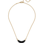 Gold Capped Crescent
Necklace 14k Gold Plated Brass, Onyx Lucite