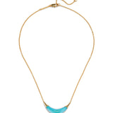 Gold Capped Crescent
Necklace 14k Gold Plated Brass, Mediterranean Opal Lucite