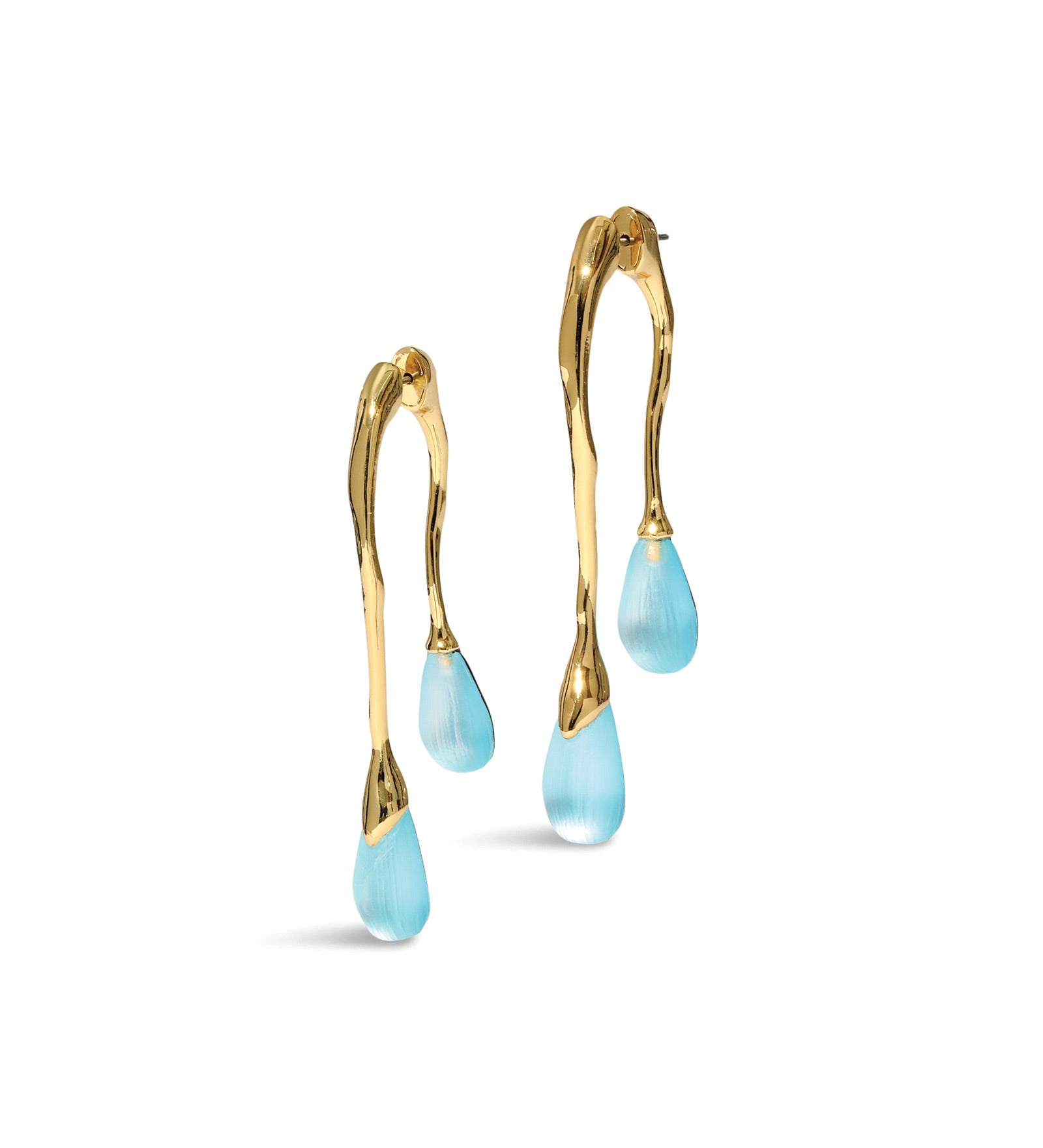 Alexis Bittar-Lucite Front Back Double Drop Earring-Earrings-14k Gold Plated, Icy Blue Lucite-Blue Ruby Jewellery-Vancouver Canada