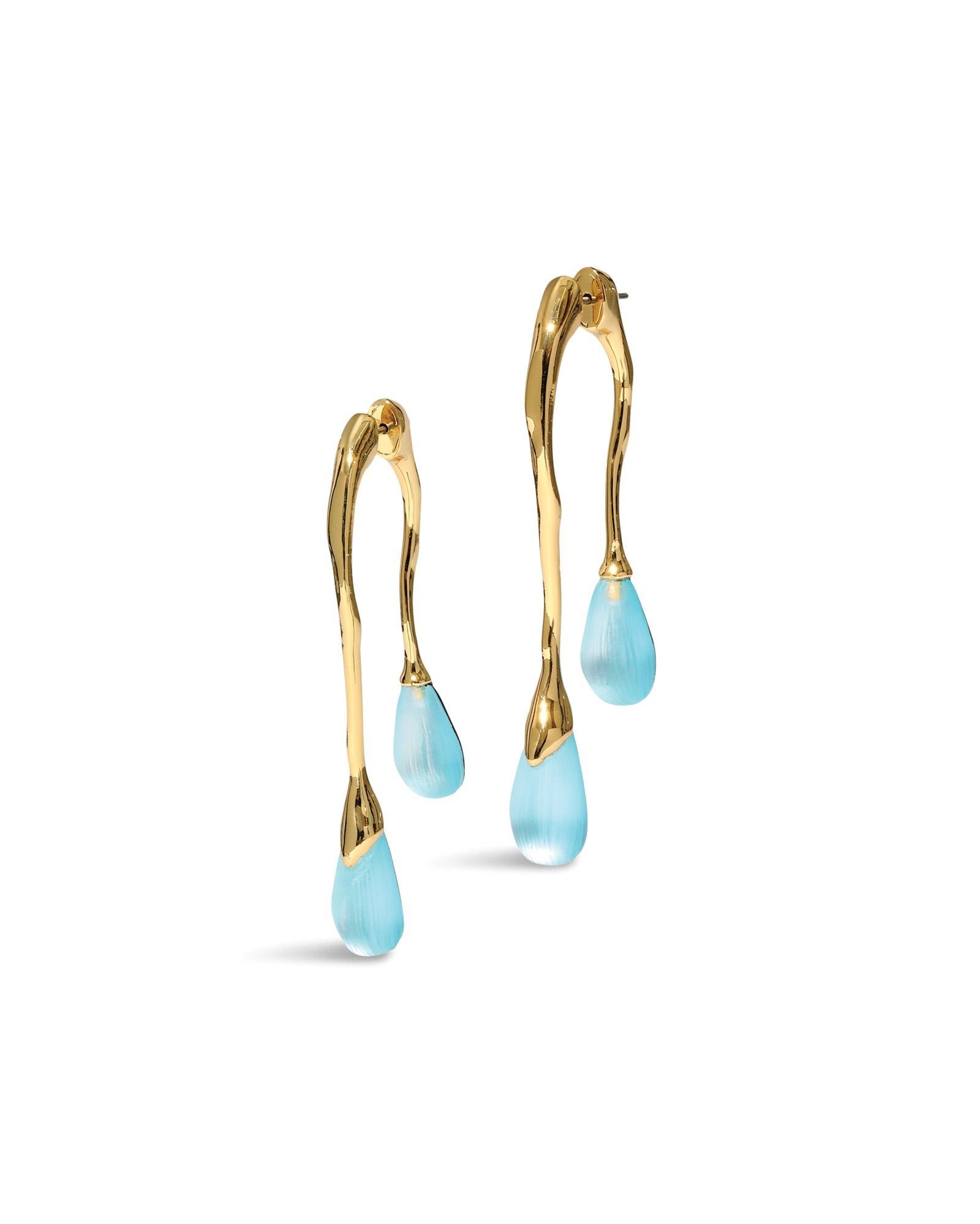 Alexis Bittar-Lucite Front Back Double Drop Earring-Earrings-14k Gold Plated, Icy Blue Lucite-Blue Ruby Jewellery-Vancouver Canada