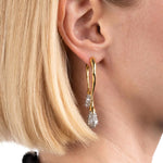 Solanales Silver Crystal Front 
Back Double Drop Earring Rhodium-tone Plated Brass, Crystal