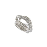 Solanales Crystal Orbiting Ring Rhodium Tone Plated Brass, Crystal / 7