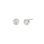 Asterales Molten Bezel Studs Rhodium-tone Plated Brass, Cubic Zirconia