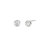 Asterales Molten Bezel Studs Rhodium-tone Plated Brass, Cubic Zirconia