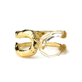 Dream Rain Large Link Hinge Bracelet 14k Gold Plated, Clear Lucite