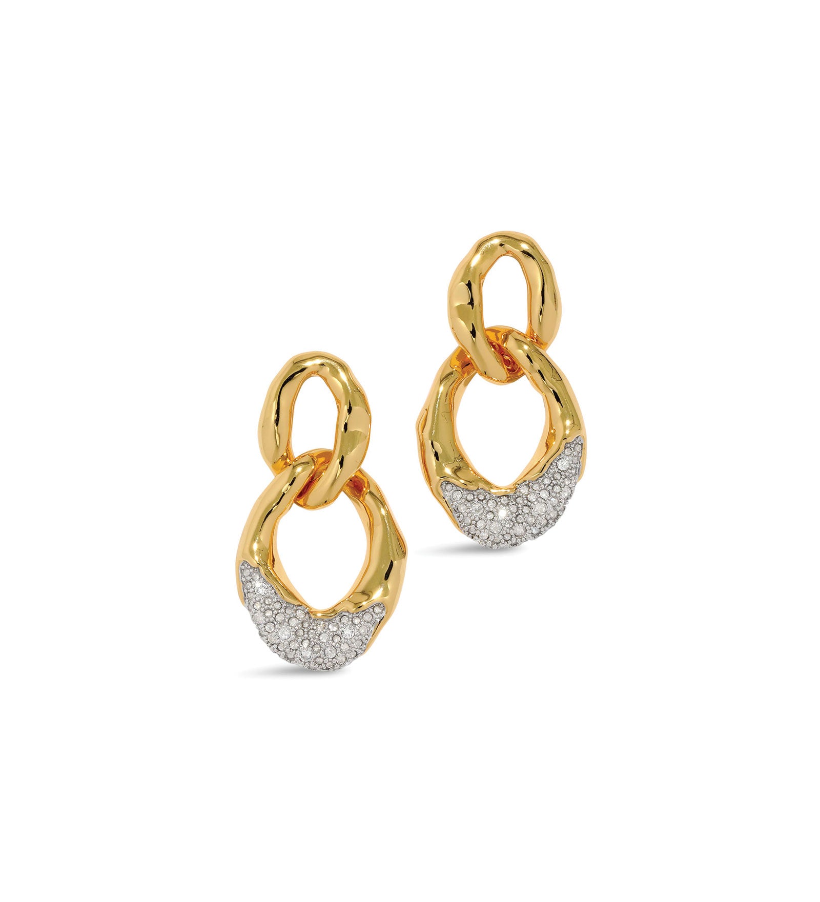 Alexis Bittar-Solanales Crystal Large Link Earrings-Earrings-14k Gold Plated, Rhodium Tone Plated Brass-Blue Ruby Jewellery-Vancouver Canada