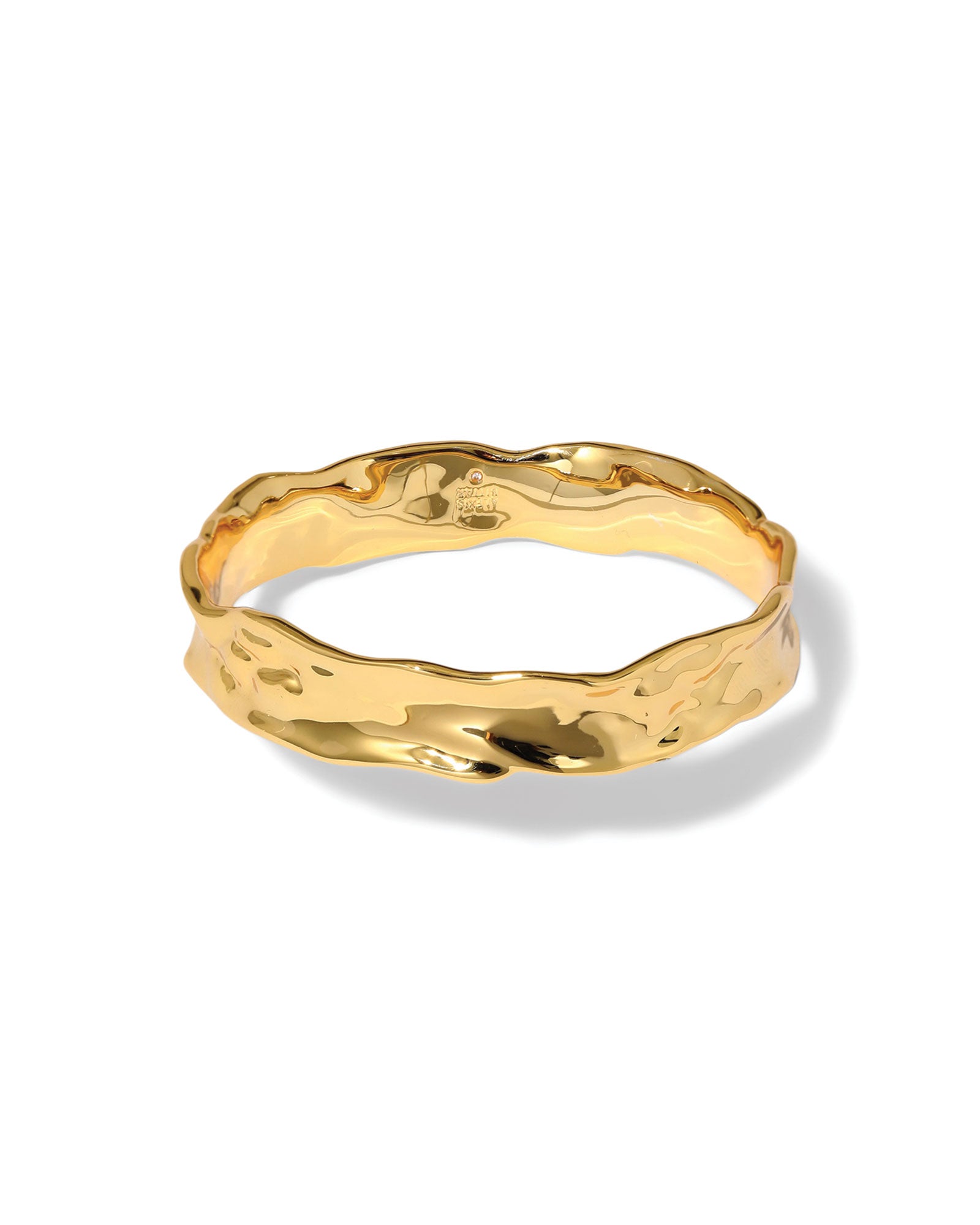 Brut Gold Strap Bangle 14k Gold Plated