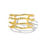 Brut Gold Crystal Thorn Orbit Cuff 14k Gold Plated, Crystal