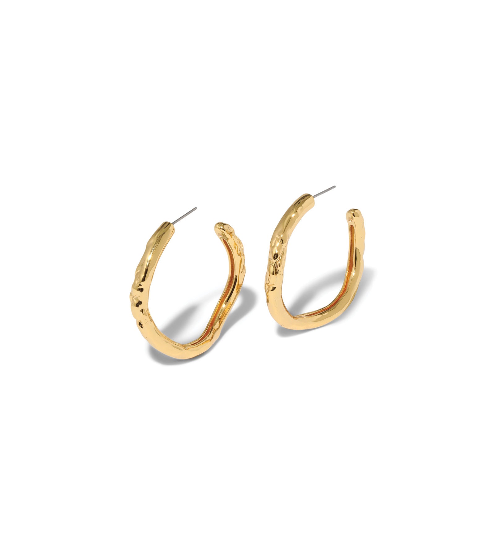 Alexis Bittar-Brut Gold Tube Hoop Earrings-Earrings-14k Gold Plated-Blue Ruby Jewellery-Vancouver Canada