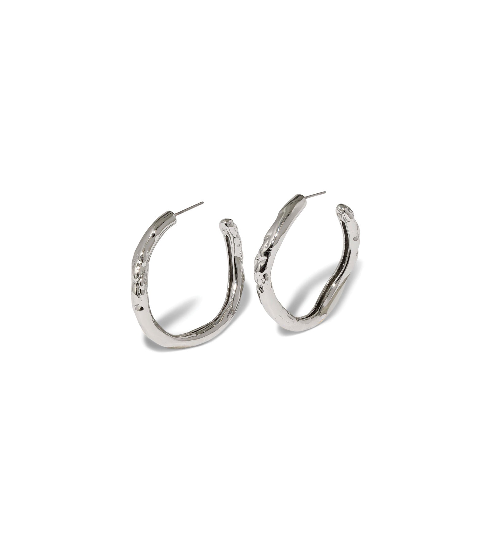 Alexis Bittar-Brut Silver Tube Hoop Earrings-Earrings-Rhodium Tone Plated Brass,-Blue Ruby Jewellery-Vancouver Canada