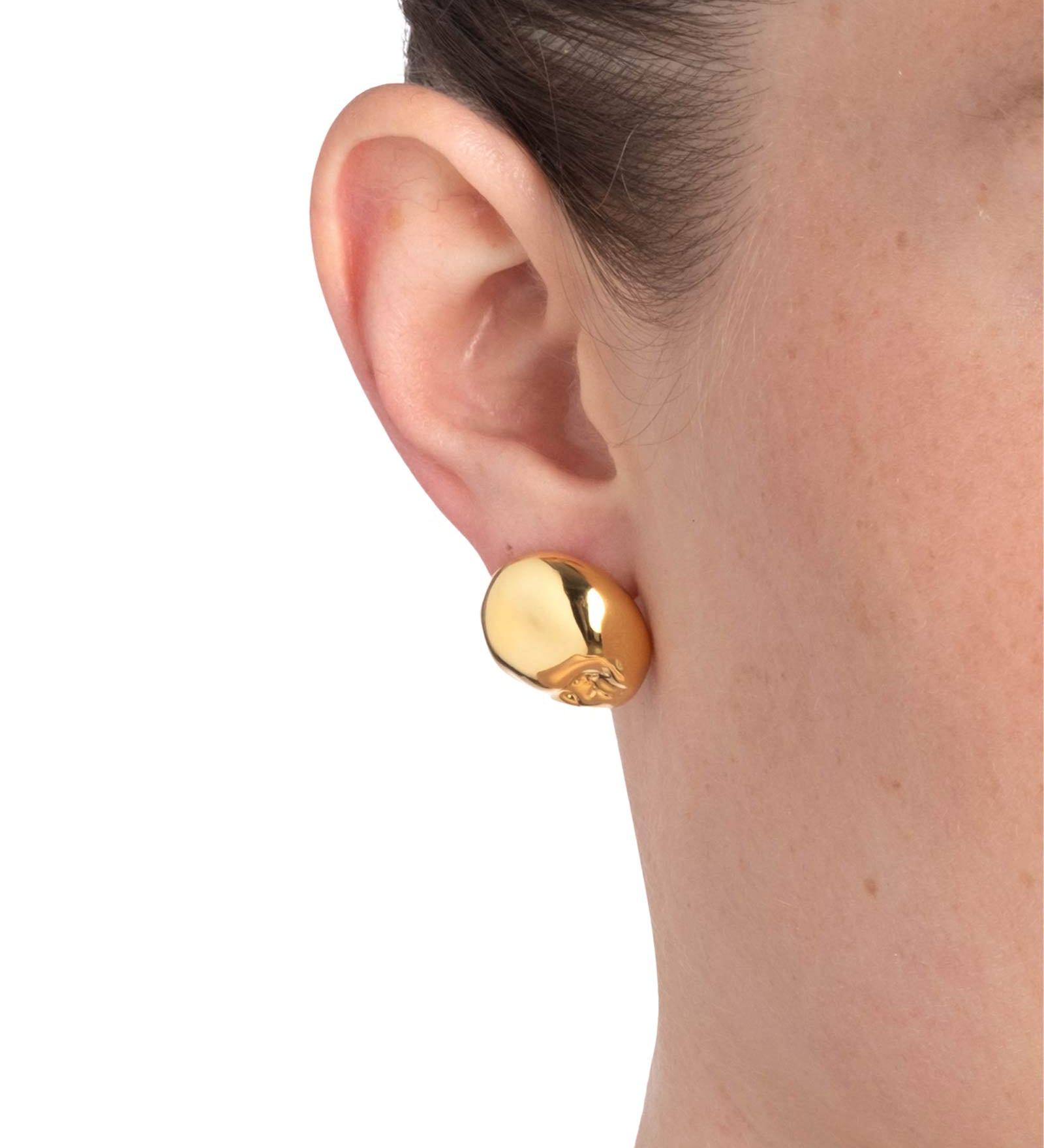 Alexis Bittar-Brut Gold Button Post Earrings-Earrings-14k Gold Plated-Blue Ruby Jewellery-Vancouver Canada