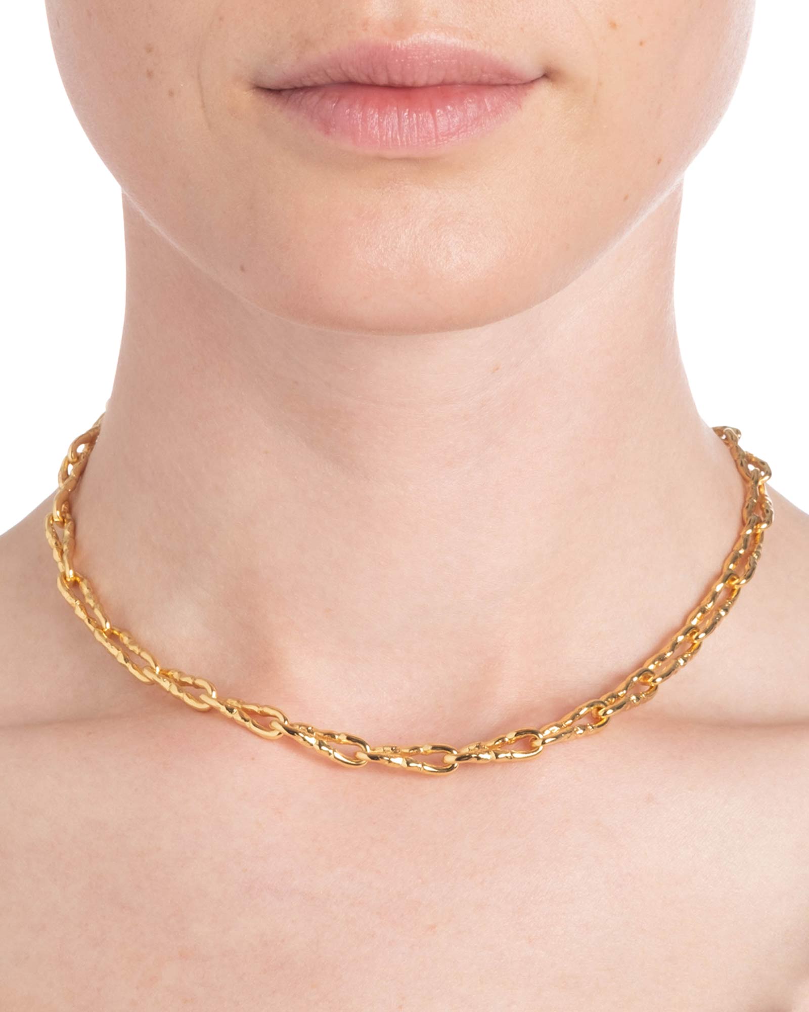 Alexis Bittar-Brut Gold Twisted Link Necklace-Necklaces-14k Gold Plated-Blue Ruby Jewellery-Vancouver Canada