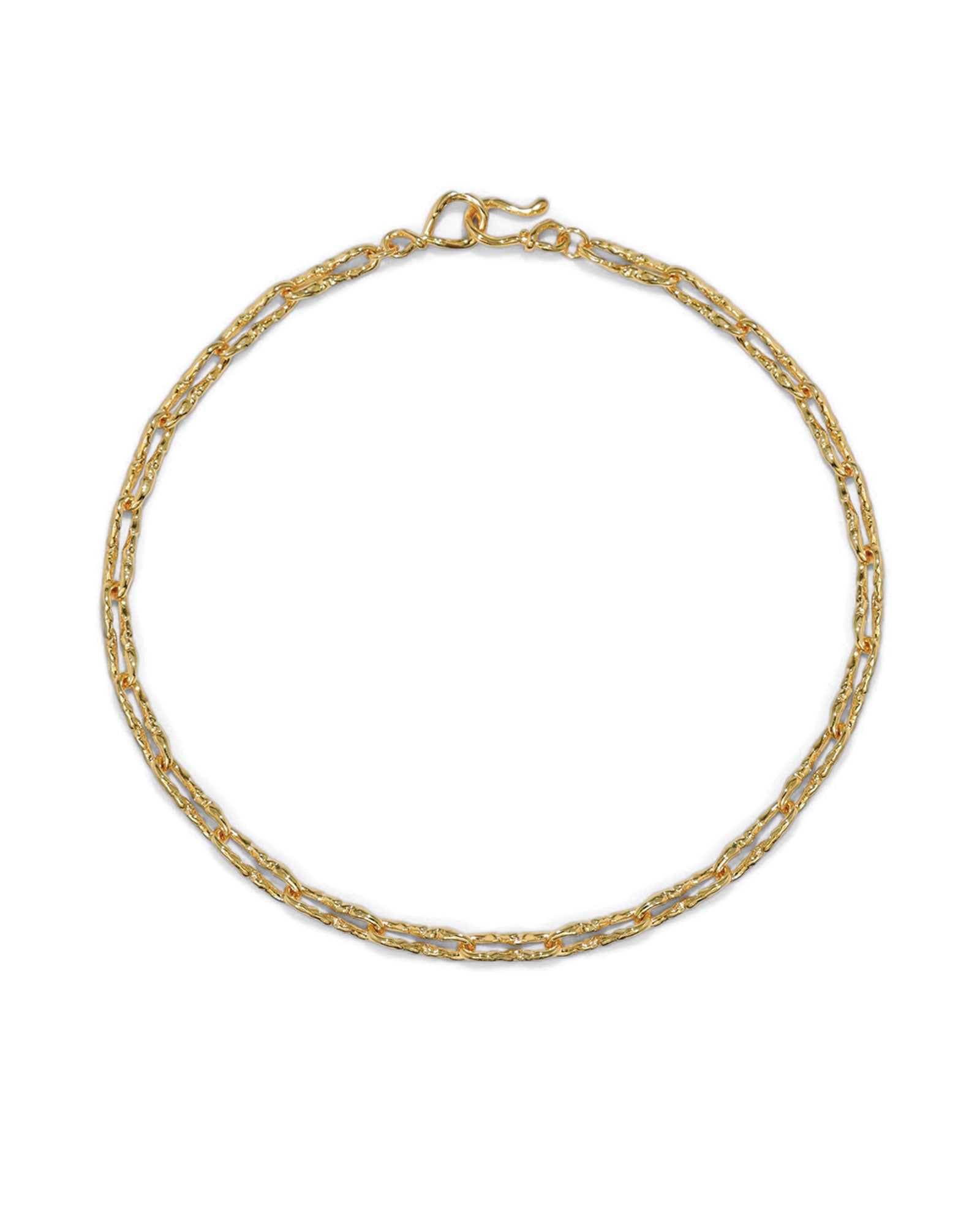 Brut Gold Twisted Link Necklace 14k Gold Plated