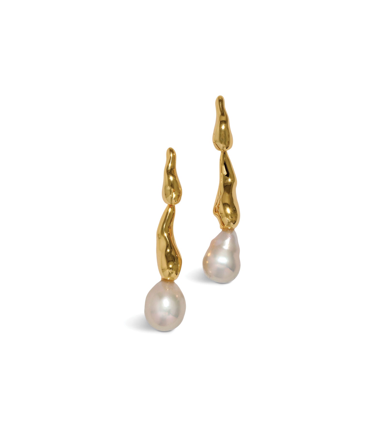 Alexis Bittar-Perla Freshwater Pearl Drippy 
Earrings-Earrings-14k Gold Plated, White Pearl-Blue Ruby Jewellery-Vancouver Canada