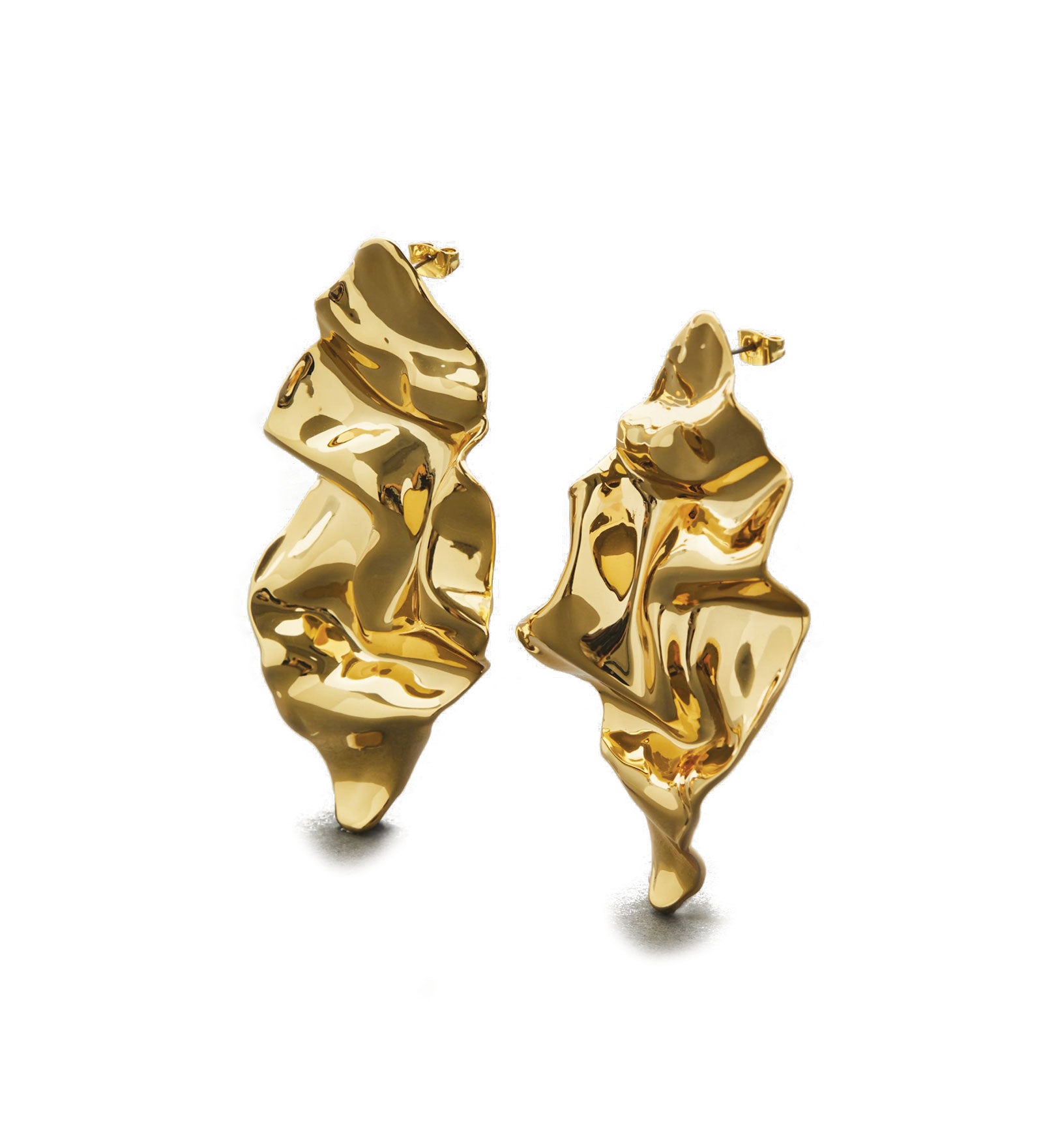 Alexis Bittar-Crumpled Large Post Earrings-Earrings-14k Gold Plated-Blue Ruby Jewellery-Vancouver Canada