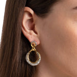 Solanales Gold Crystal
Orbit Drop Post Earrings 14k Gold Plated Brass, Crystal