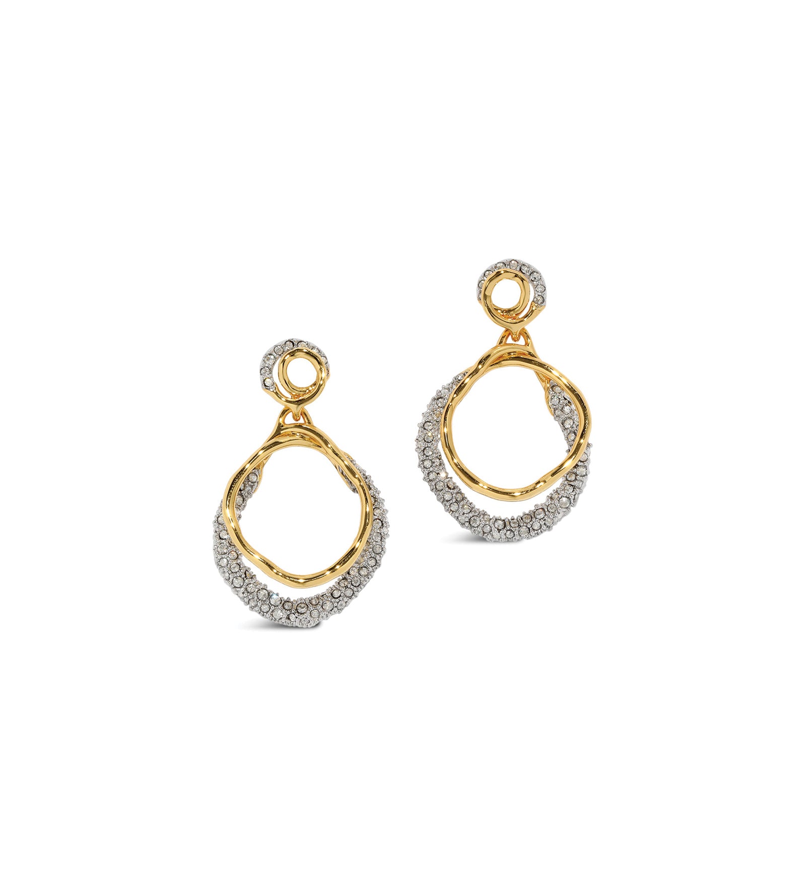 Solanales Gold Crystal
Orbit Drop Post Earrings 14k Gold Plated Brass, Crystal