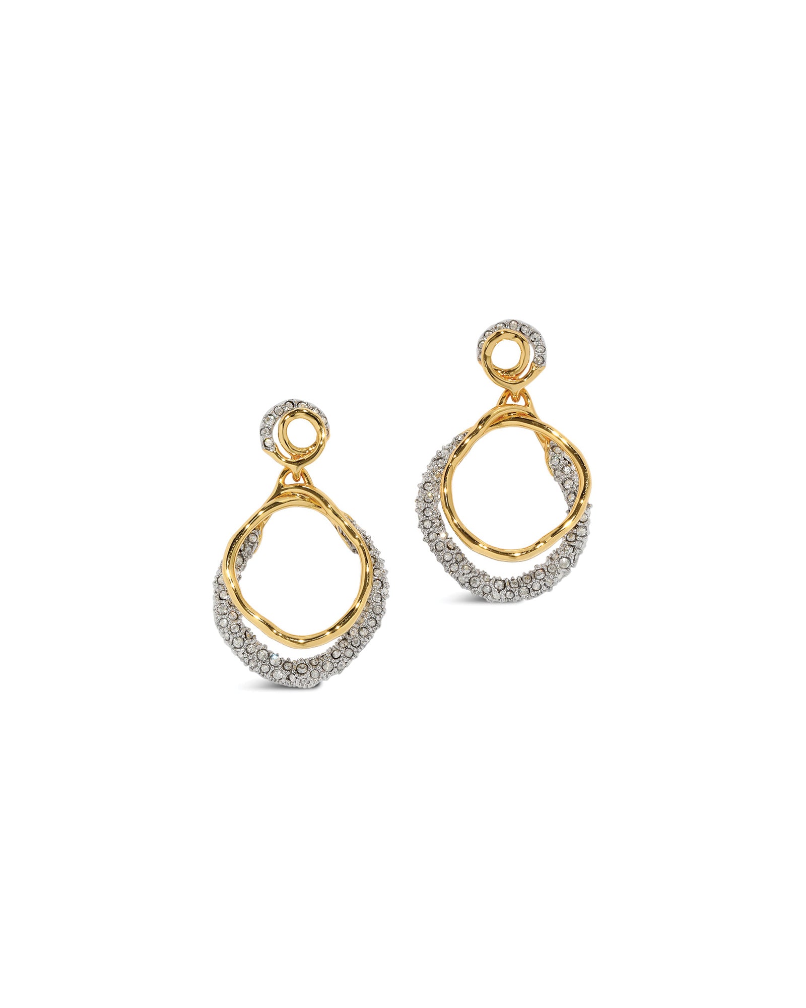 Solanales Gold Crystal
Orbit Drop Post Earrings 14k Gold Plated Brass, Crystal