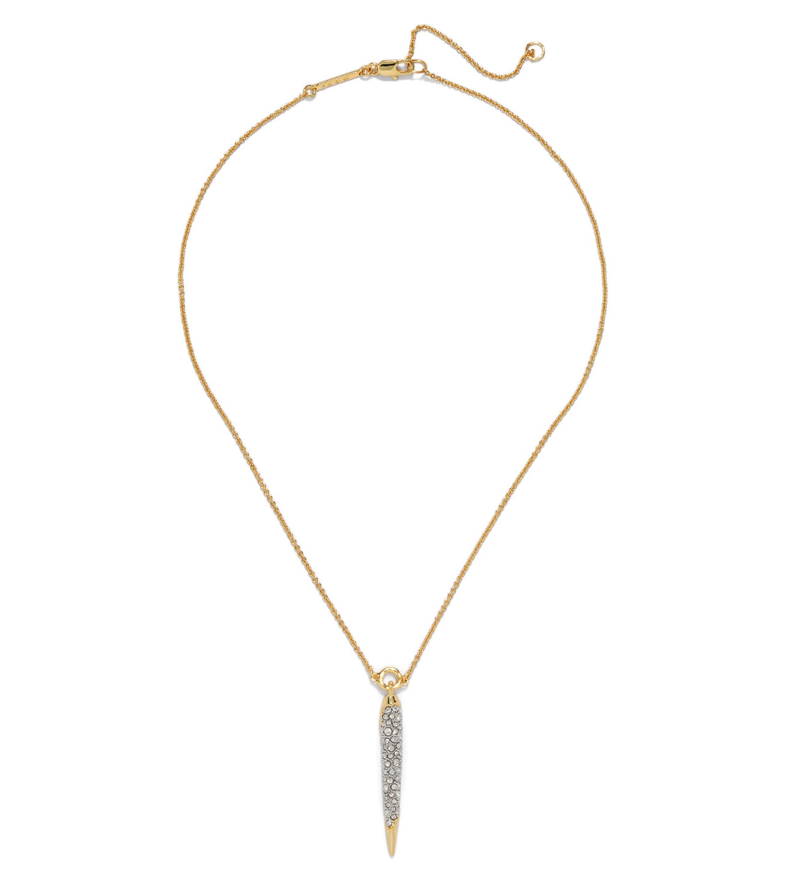 Solanales Gold Crystal
Spear Necklace 14k Gold Plated Brass, Crystal