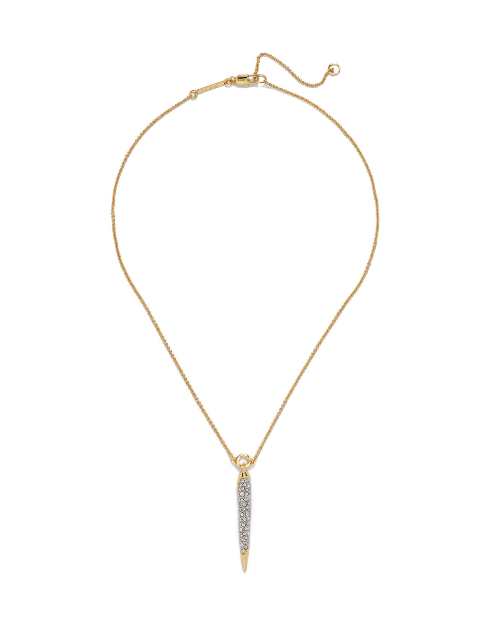 Solanales Gold Crystal
Spear Necklace 14k Gold Plated Brass, Crystal