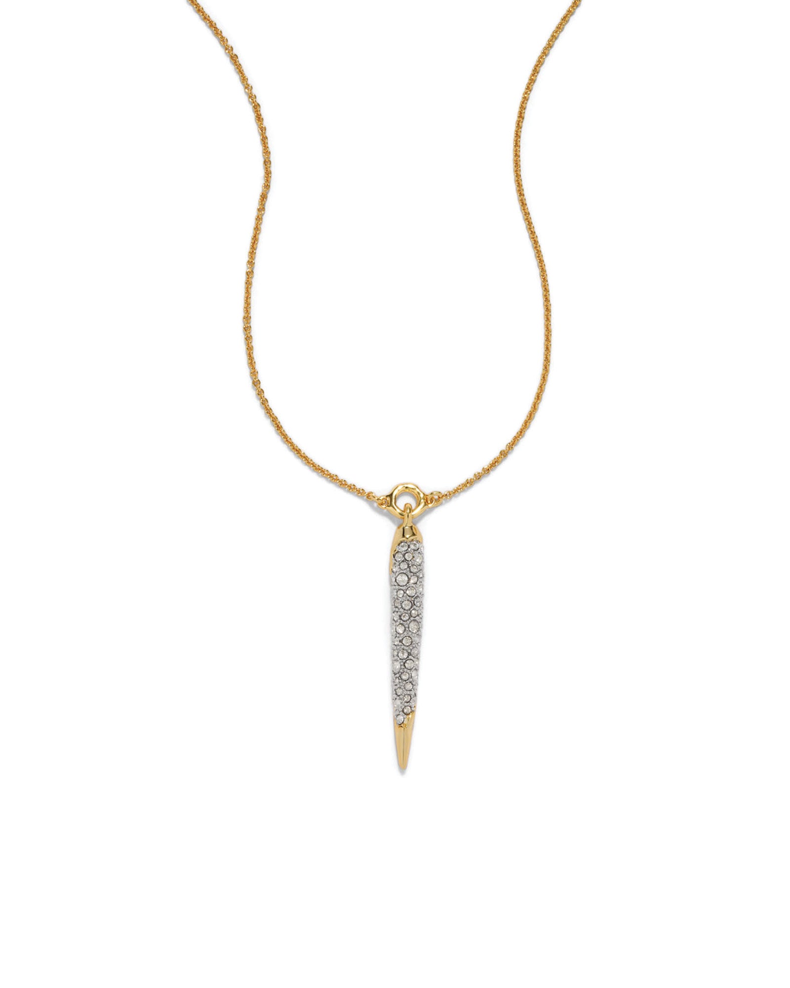 Solanales Gold Crystal
Spear Necklace 14k Gold Plated Brass, Crystal