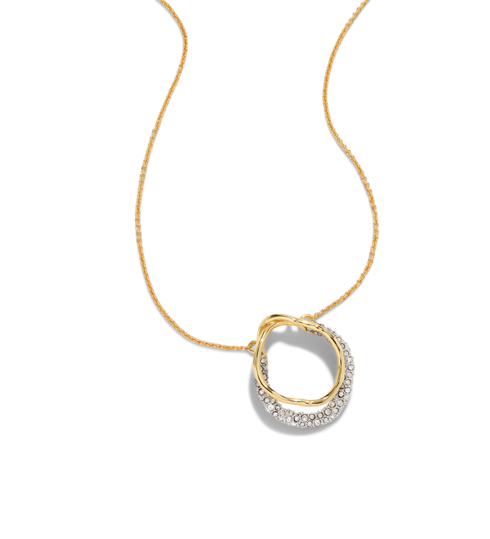 Solanales Gold Crystal Orbit Necklace 14k Gold Plated, Crystal