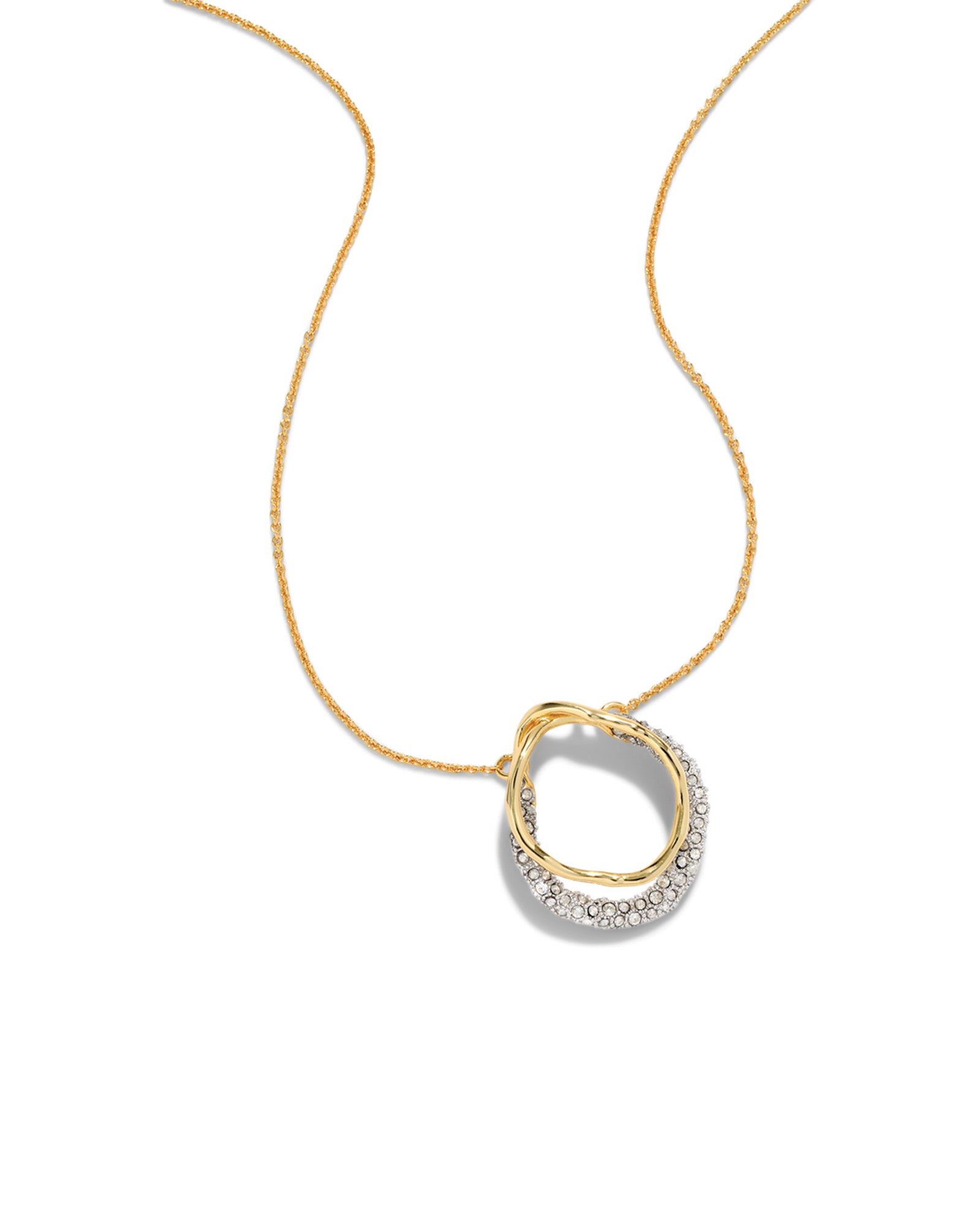 Solanales Gold Crystal Orbit Necklace 14k Gold Plated, Crystal