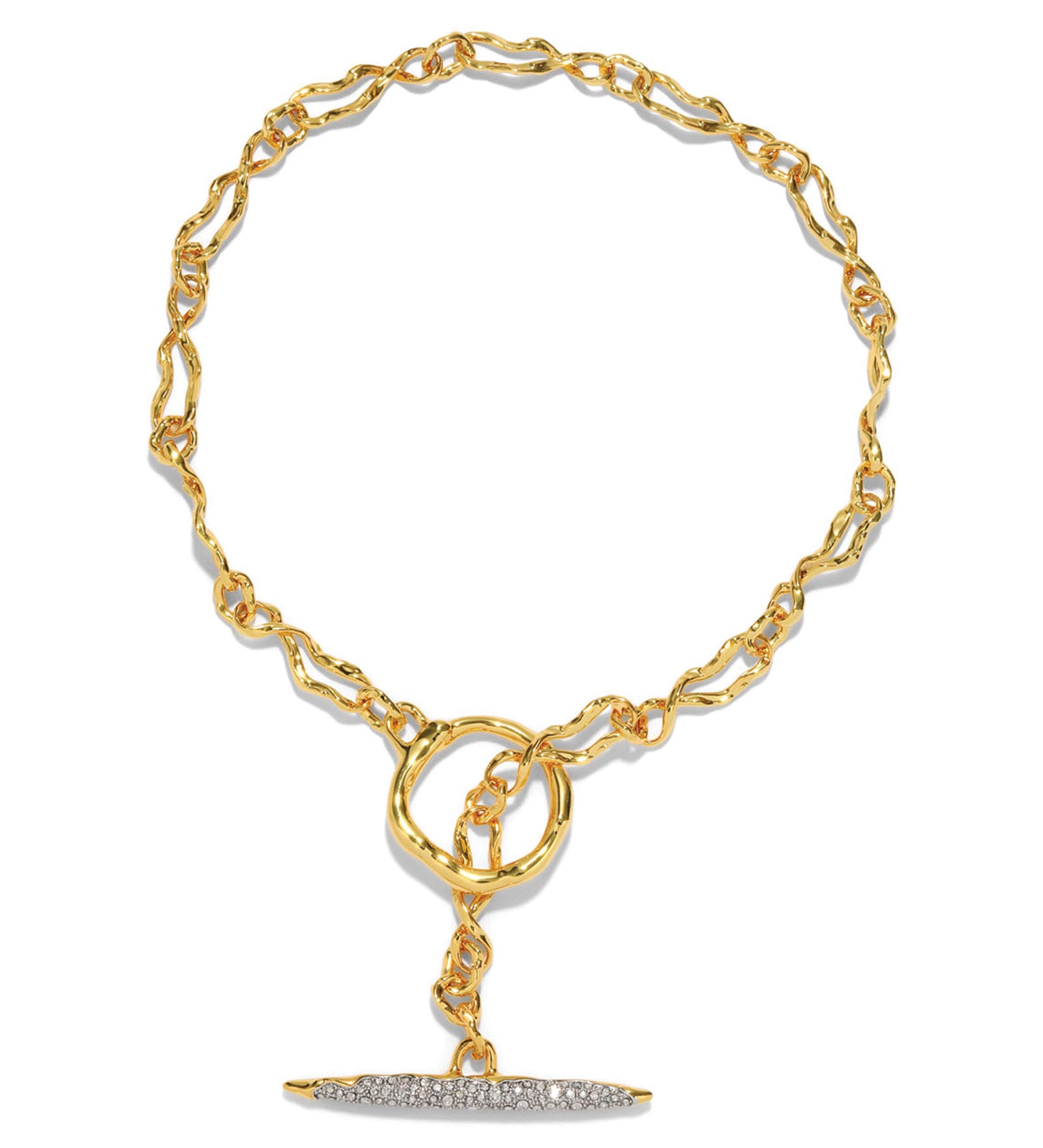 Solanales Gold Crystal
Toggle Necklace 14k Gold Plated Brass, Crystal