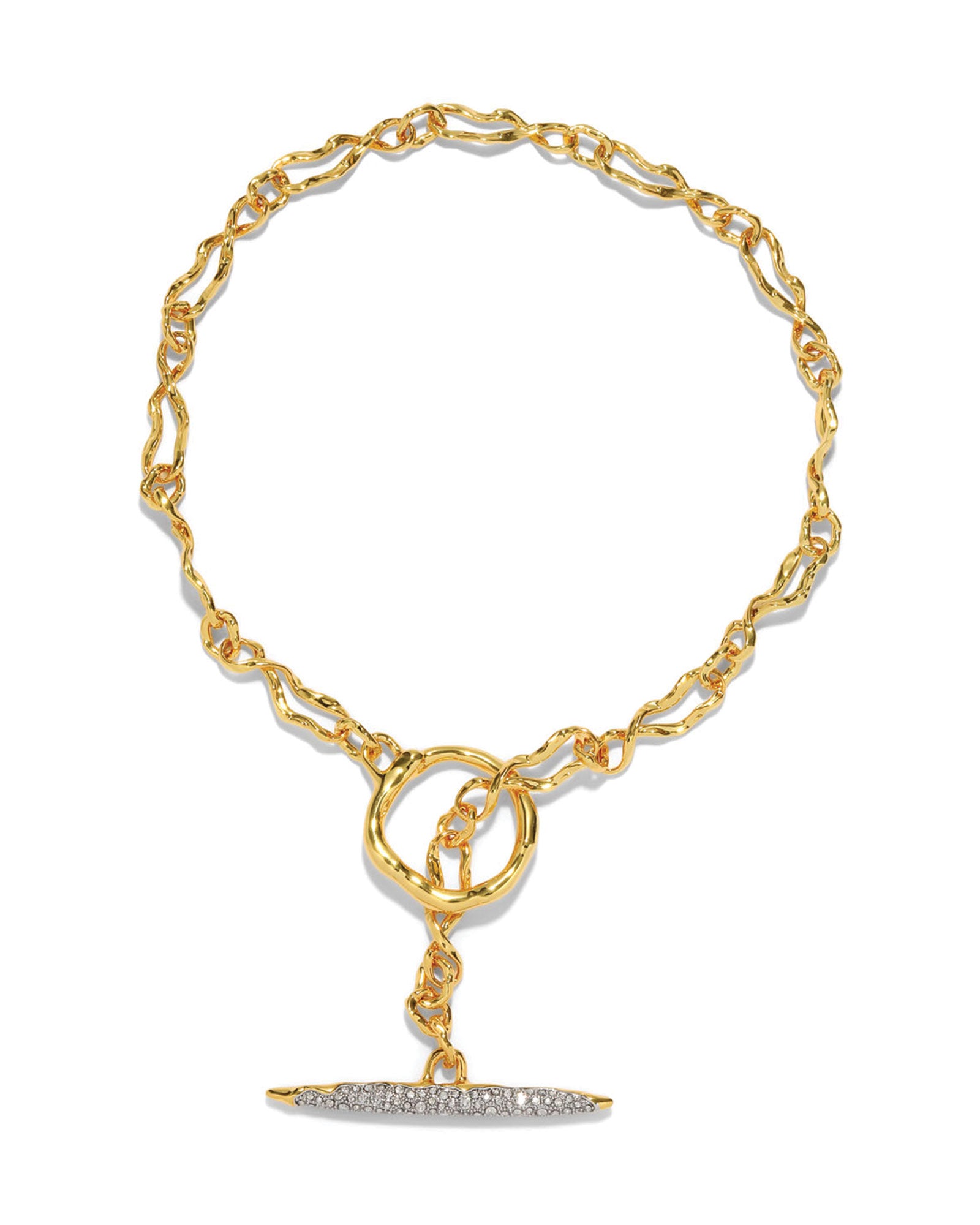 Solanales Gold Crystal
Toggle Necklace 14k Gold Plated Brass, Crystal