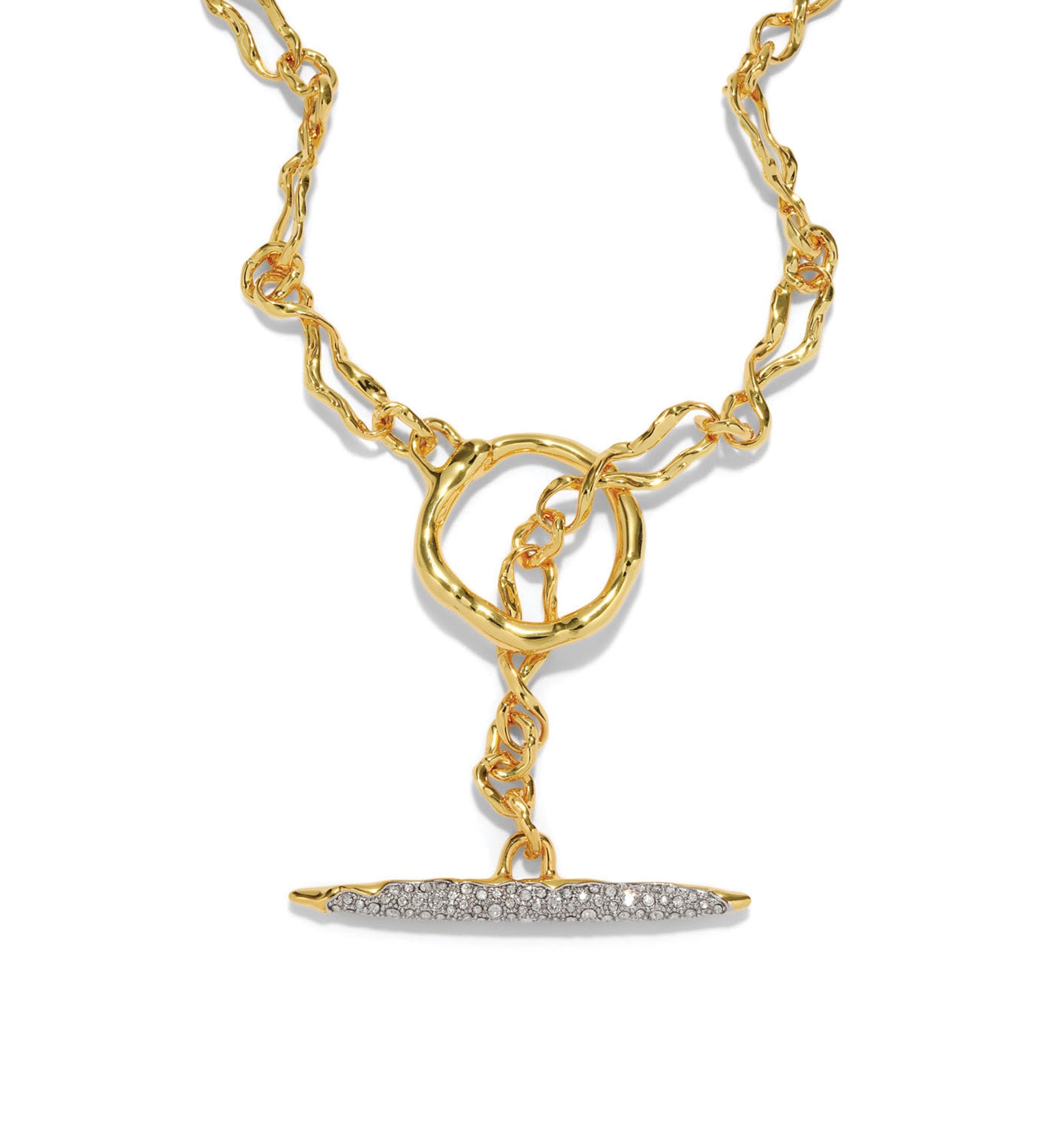 Solanales Gold Crystal
Toggle Necklace 14k Gold Plated Brass, Crystal