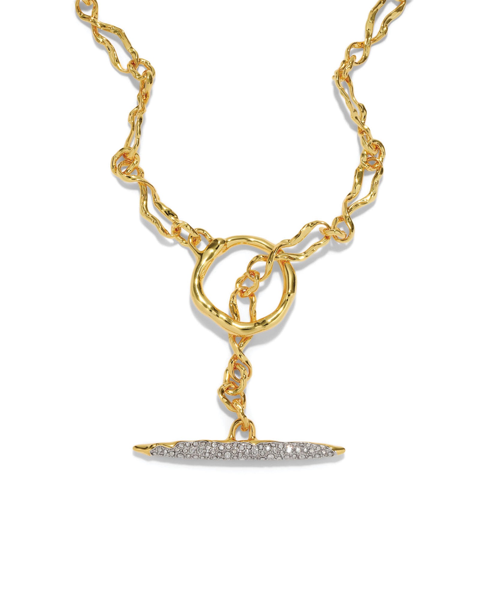 Solanales Gold Crystal
Toggle Necklace 14k Gold Plated Brass, Crystal