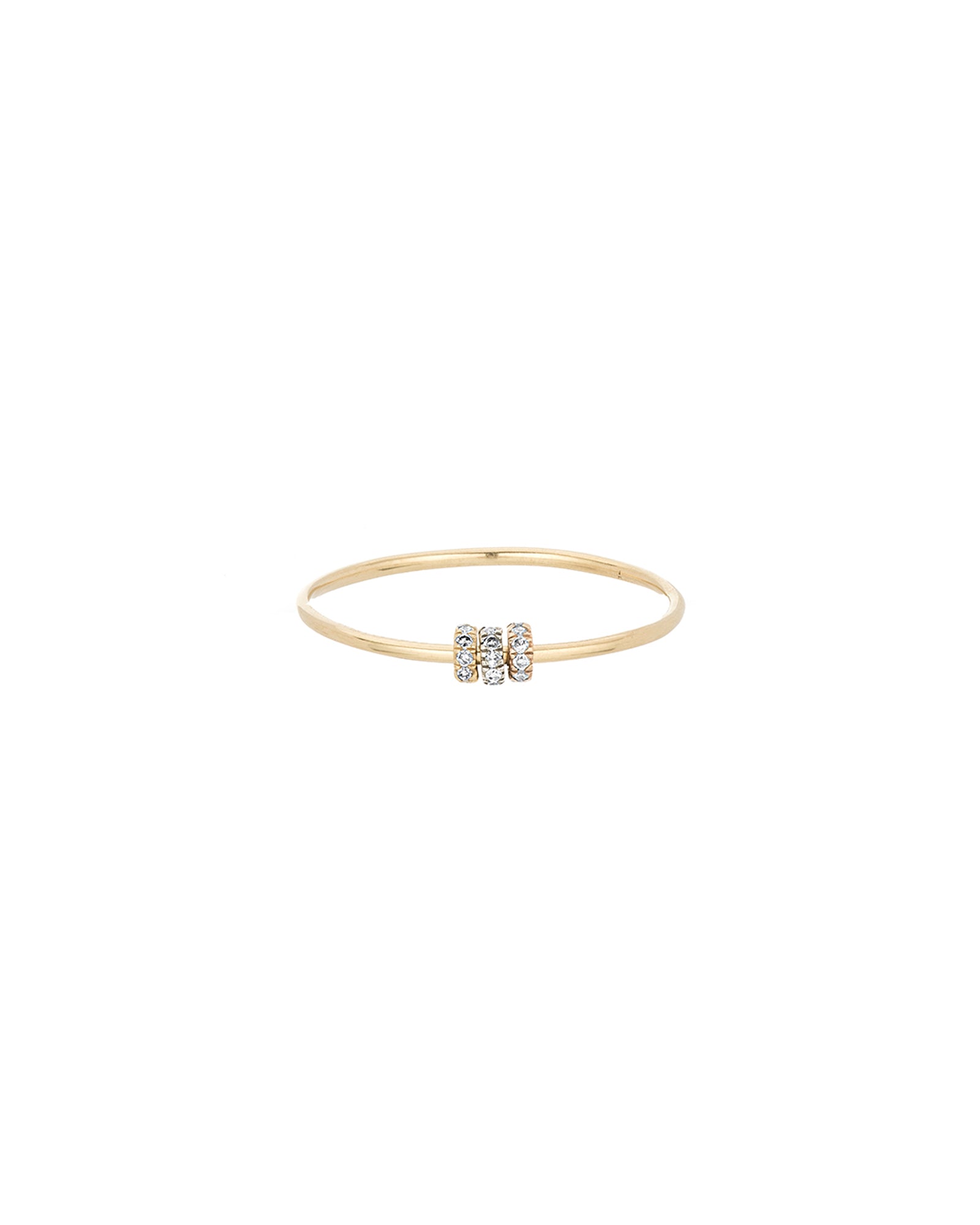 Three Bead Diamond Ring 14k Yellow Gold, Diamond / 5