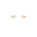 Pearl + Diamond Amigos Studs 14k Yellow Gold, Diamond