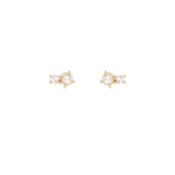 Pearl + Diamond Amigos Studs 14k Yellow Gold, Diamond