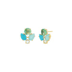 Atelier Mon-Aviva Aqua Cluster Studs-Earrings-14k Gold Plated, Chalcedony-Blue Ruby Jewellery-Vancouver Canada