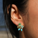 Atelier Mon-Amaal Aqua Studs-Earrings-14k Gold Plated, Chalcedony-Blue Ruby Jewellery-Vancouver Canada