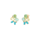 Atelier Mon-Amaal Aqua Studs-Earrings-14k Gold Plated, Chalcedony-Blue Ruby Jewellery-Vancouver Canada