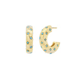 Atelier Mon-Scatter CZ Star Hoops-Earrings-14k Gold Plated, Turquoise Cubic Zirconia-Blue Ruby Jewellery-Vancouver Canada