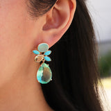 Atelier Mon-Majini Aqua Drops-Earrings-14k Gold Plated, Chalcedony-Blue Ruby Jewellery-Vancouver Canada