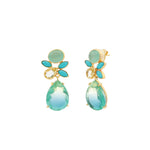 Atelier Mon-Majini Aqua Drops-Earrings-14k Gold Plated, Chalcedony-Blue Ruby Jewellery-Vancouver Canada