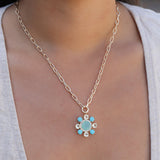 Atelier Mon-Stone Flower Necklace-Necklaces-14k Gold Plated, Chalcedony, Turquoise-Blue Ruby Jewellery-Vancouver Canada