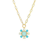 Atelier Mon-Stone Flower Necklace-Necklaces-14k Gold Plated, Chalcedony, Turquoise-Blue Ruby Jewellery-Vancouver Canada