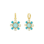 Atelier Mon-Stone Flower Huggies-Earrings-14k Gold Plated, Chalcedony-Blue Ruby Jewellery-Vancouver Canada