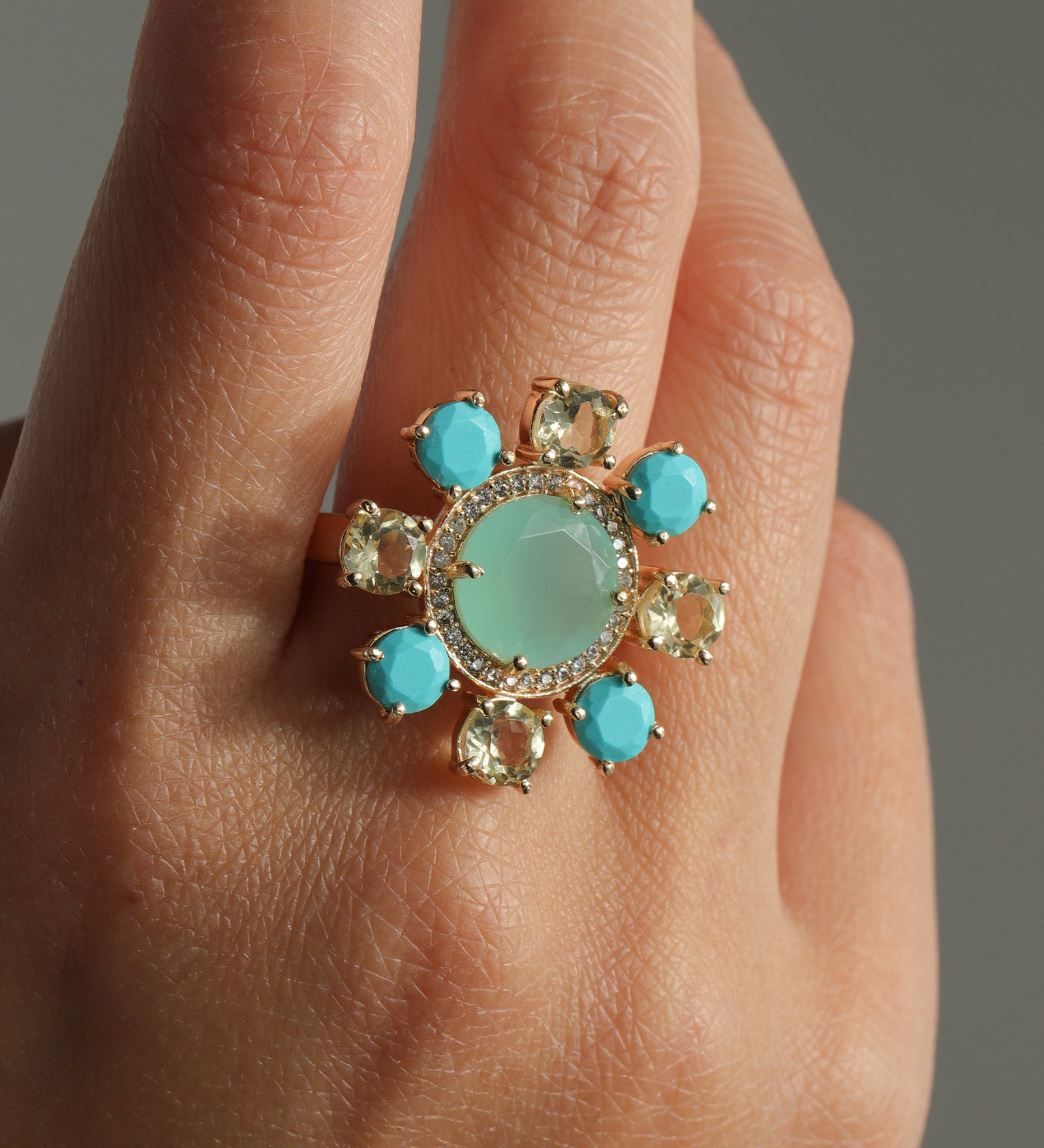 Atelier Mon-Stone Flower Ring-Rings-Blue Ruby Jewellery-Vancouver Canada