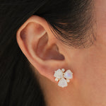 Atelier Mon-3 Petal Studs-Earrings-14k Gold Plated, Moonstone-Blue Ruby Jewellery-Vancouver Canada