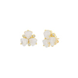 Atelier Mon-3 Petal Studs-Earrings-14k Gold Plated, Moonstone-Blue Ruby Jewellery-Vancouver Canada