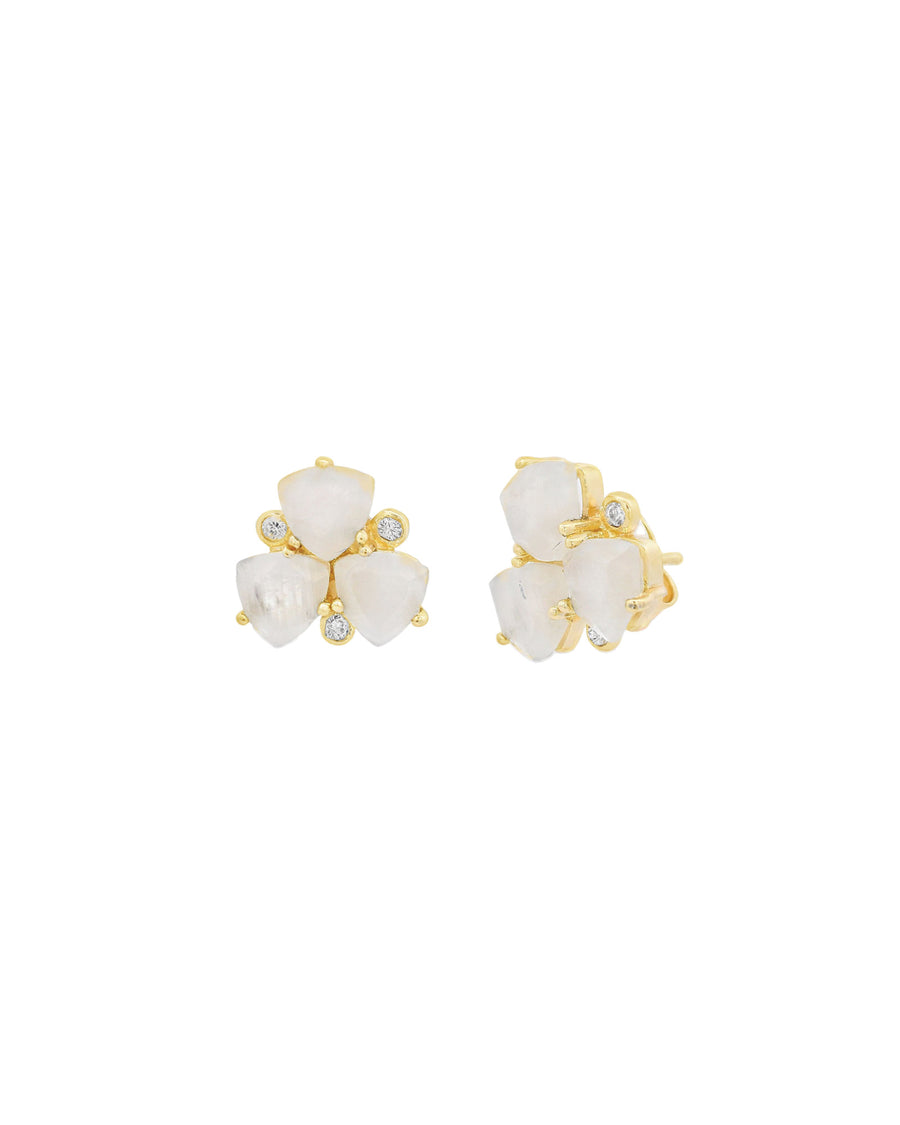 Atelier Mon-3 Petal Studs-Earrings-14k Gold Plated, Moonstone-Blue Ruby Jewellery-Vancouver Canada