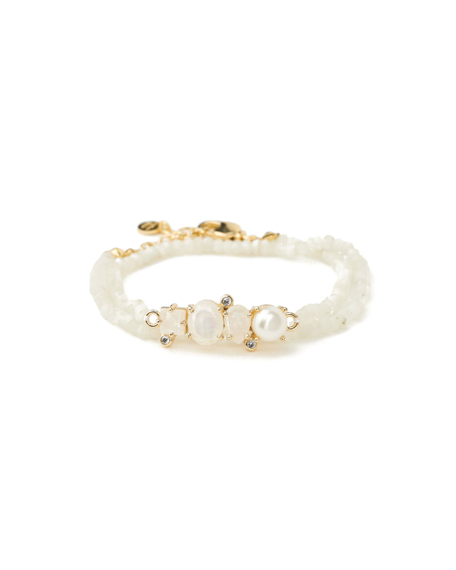 Atelier Mon-Ivory Friendship Bracelet-Bracelets-14k Gold Plated, White Pearl-Blue Ruby Jewellery-Vancouver Canada